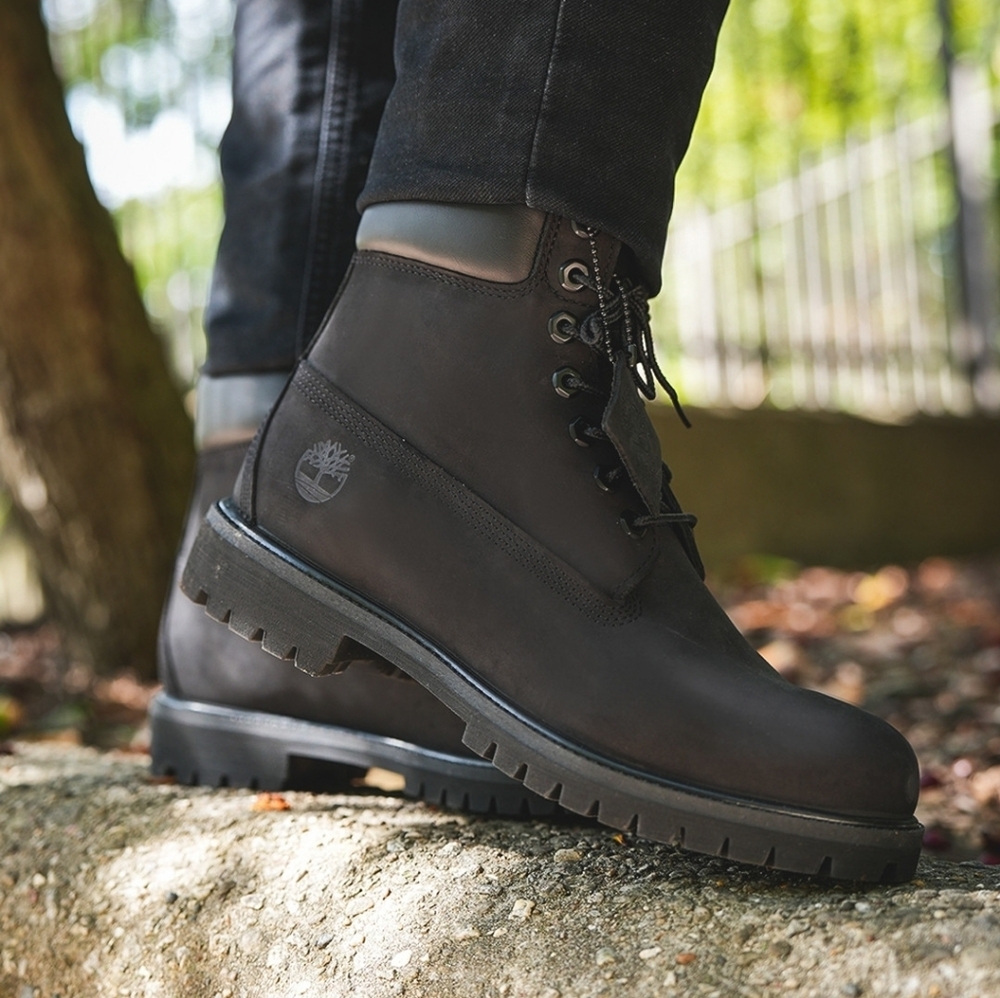 Timberland Premium 6" Nubuck Juniors Waterproof Black Boots Streetwear Hiking